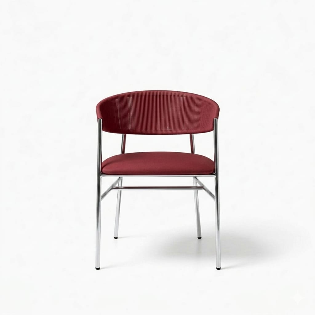 Varena Tejido Vinotinto Metal Plateado Tapizado Vinotinto