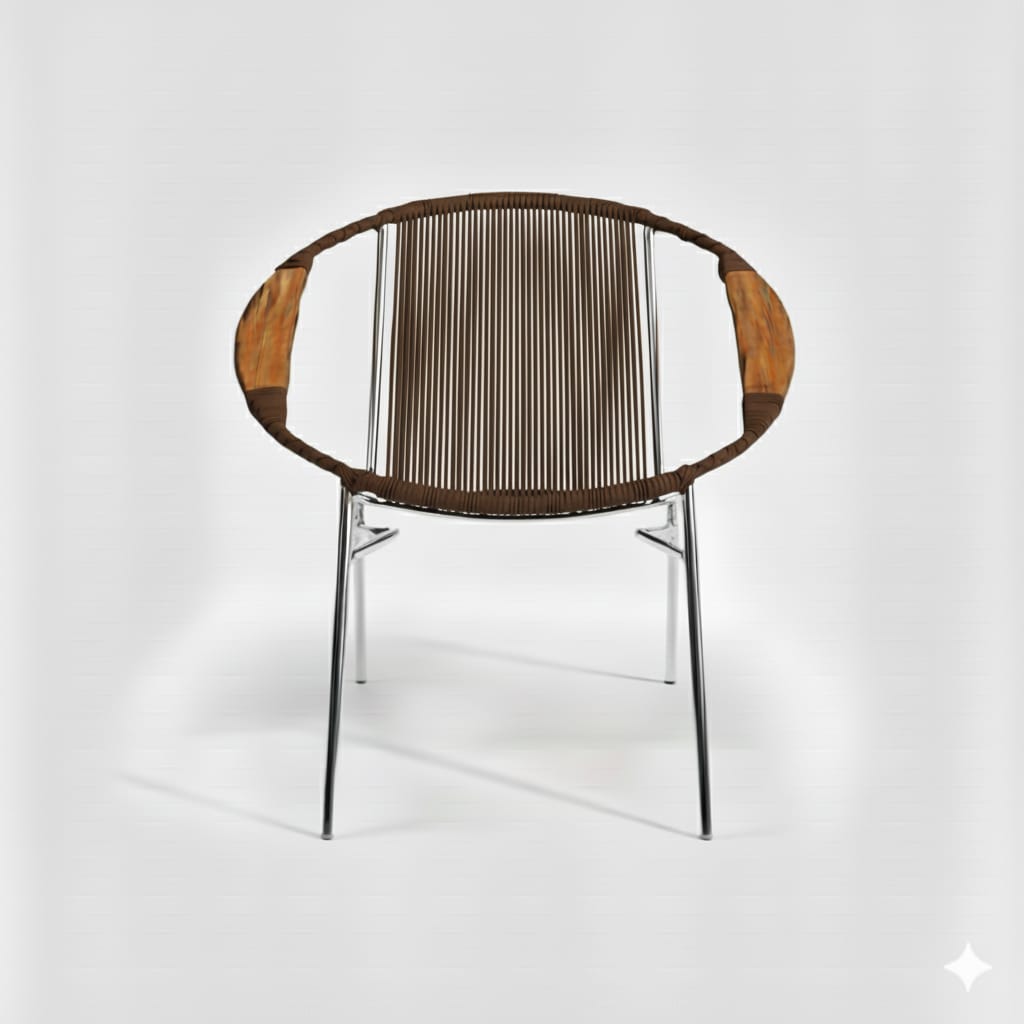 Artesa Tejido Marron Metal Plateado