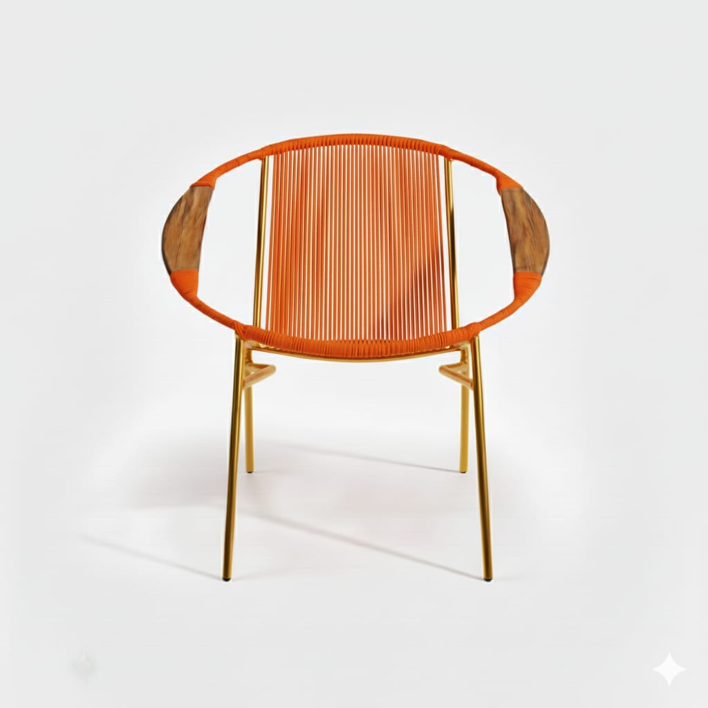 Artesa Tejido Naranja Metal Dorado