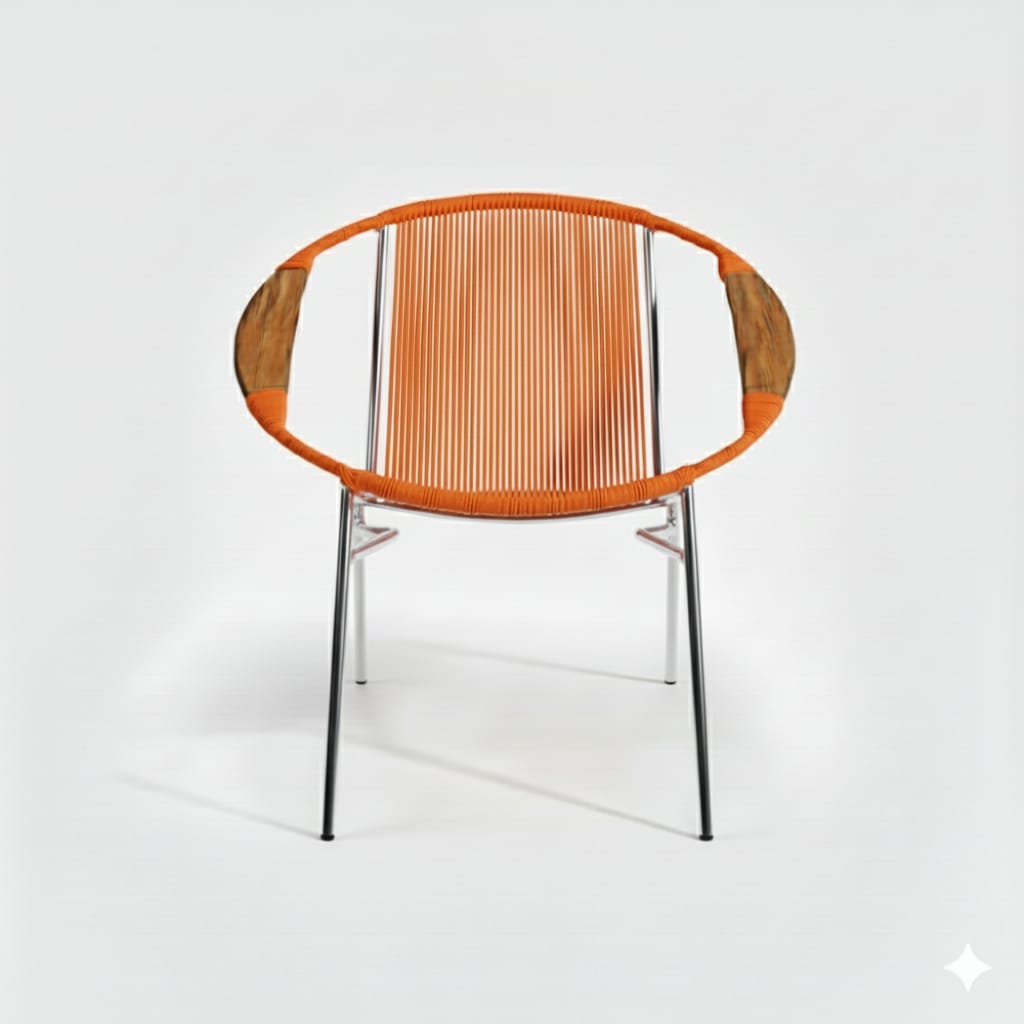 Artesa Tejido Naranja Metal Plateado