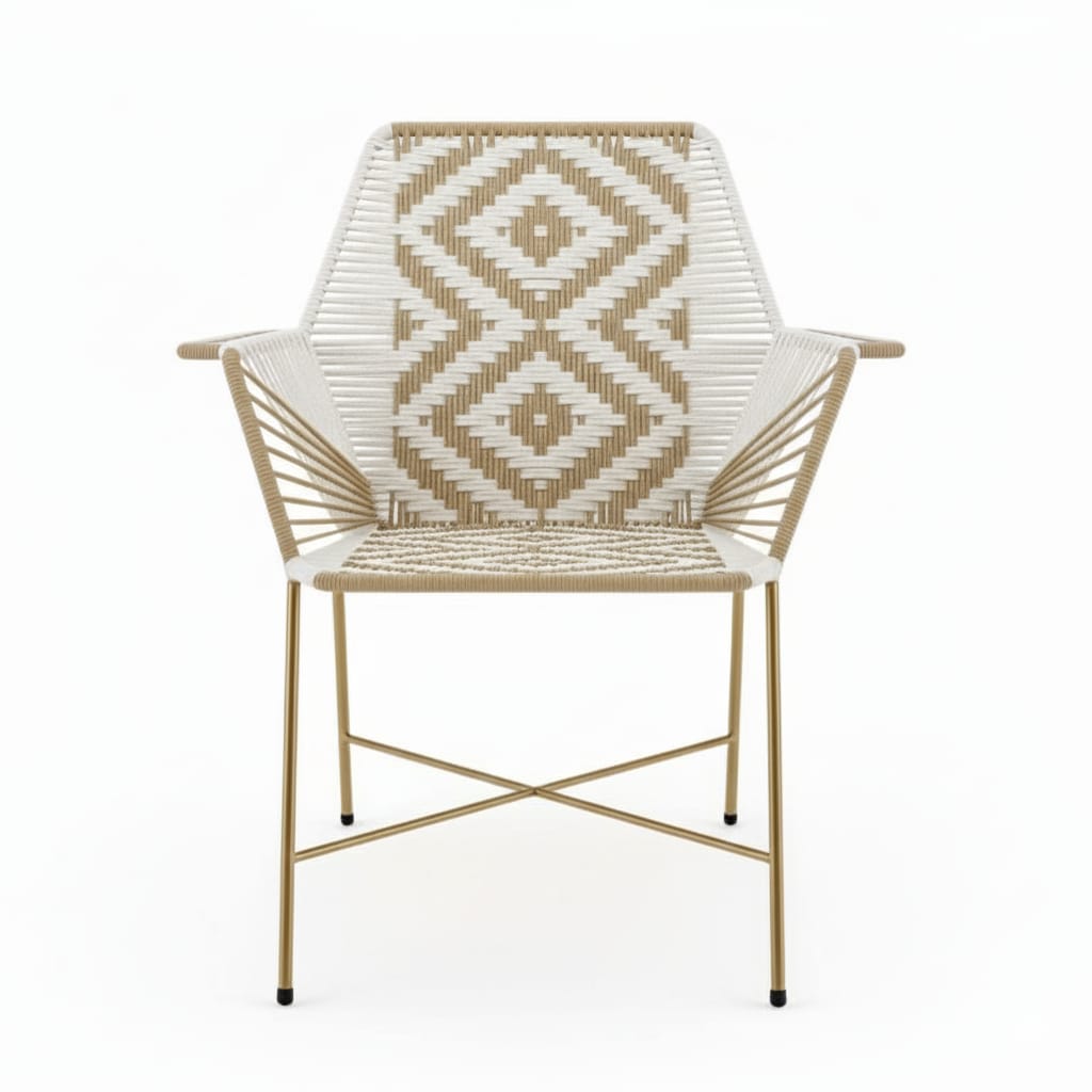 Diamont Gold Tejido Blanco Dorado Metal Dorado