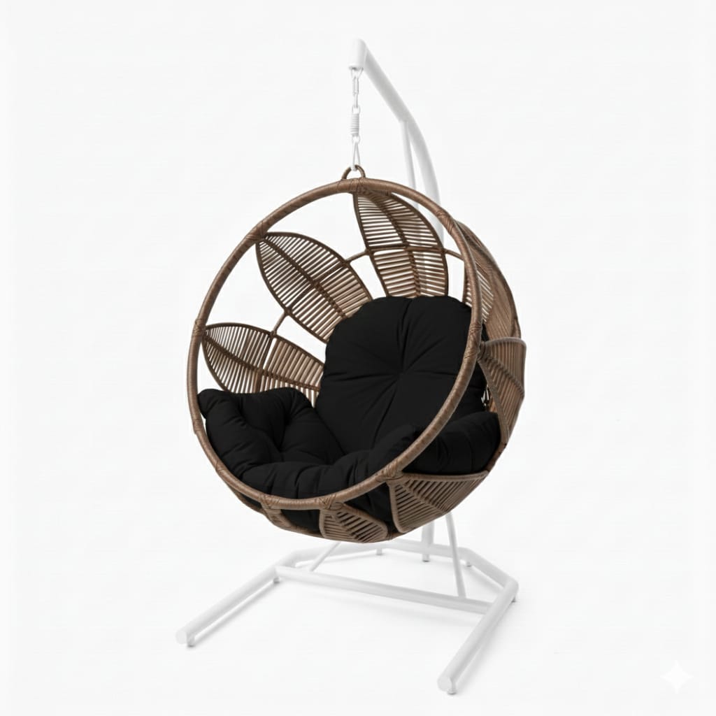 Lotus Lounge Base Blanca Tejido Caramelo Cojineria Negro