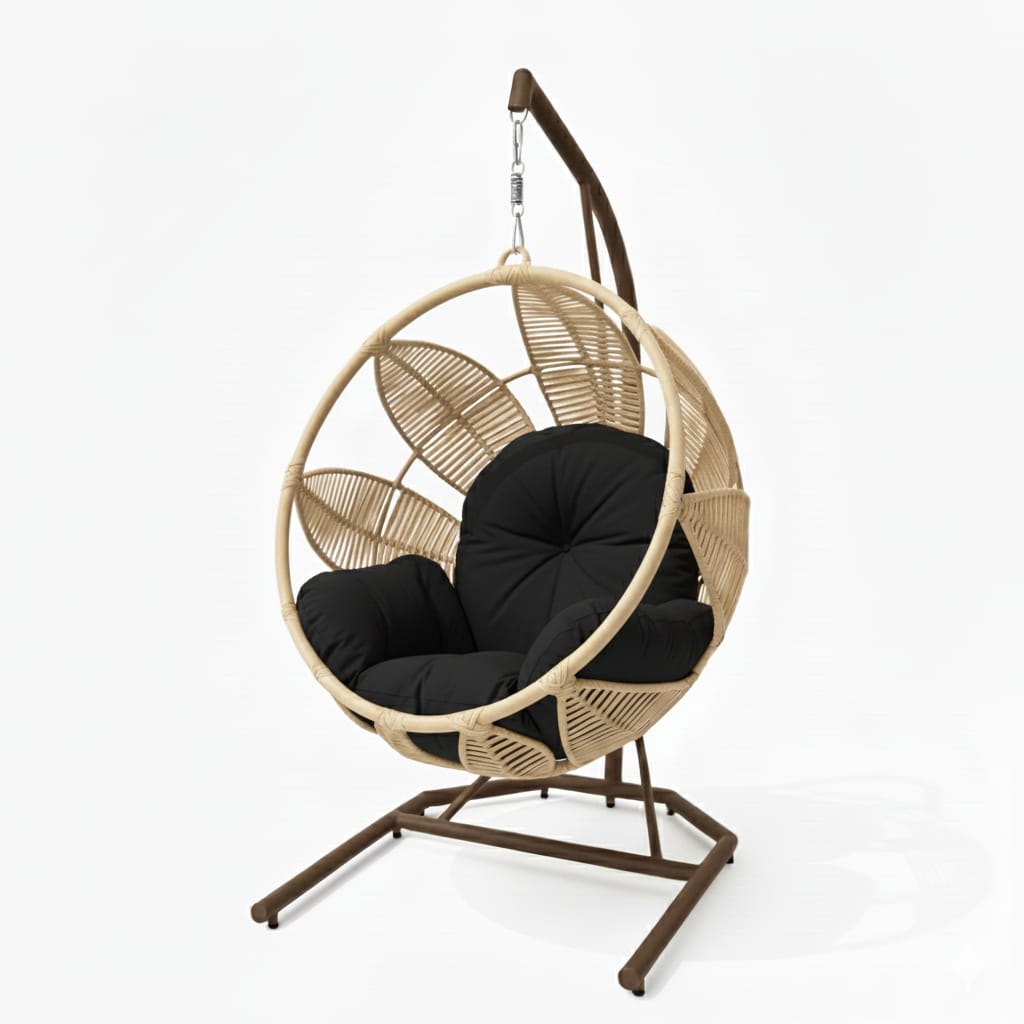 Lotus Lounge Base Cafe Tejido Beige Claro Cojineria Negro