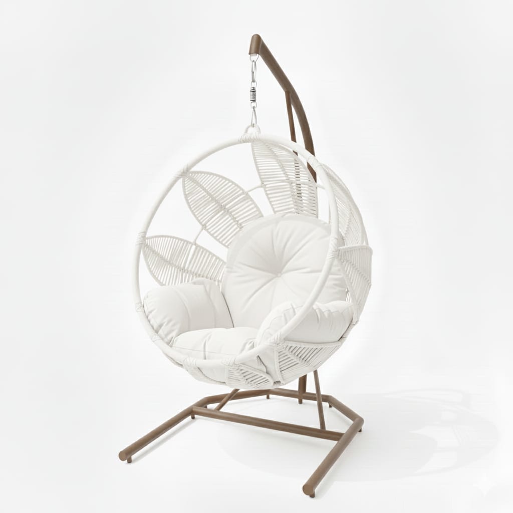 Lotus Lounge Base Champaña Tejido Blanco Cojineria Blanco