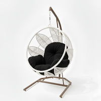 Lotus Lounge Base Champaña Tejido Blanco Cojineria Negro
