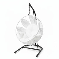Lotus Lounge Base Negro Tejido Blanco Cojineria Blanco