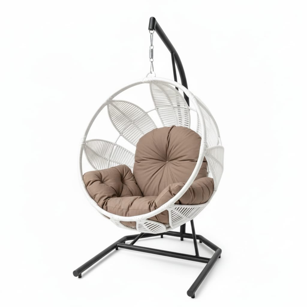 Lotus Lounge Base Negro Tejido Blanco Cojineria Cafe