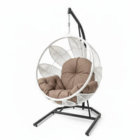 Lotus Lounge Base Negro Tejido Blanco Cojineria Cafe