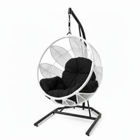 Lotus Lounge Base Negro Tejido Blanco Cojineria Negro