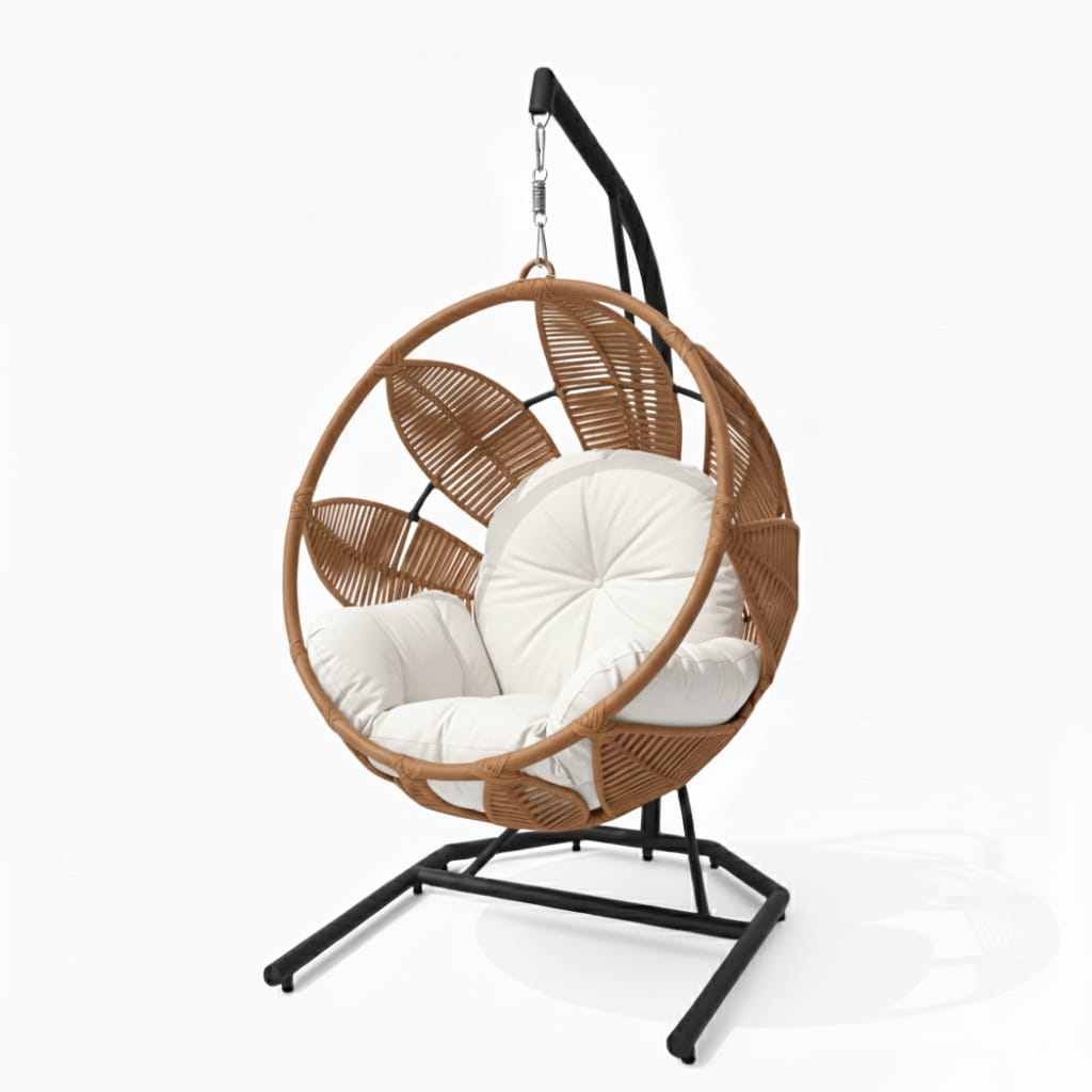 Lotus Lounge Base Negro Tejido Caramelo Cojineria Blanco