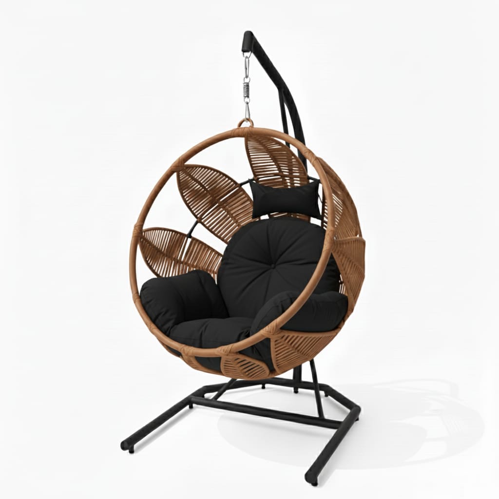 Lotus Lounge Base Negro Tejido Caramelo Cojineria Negro