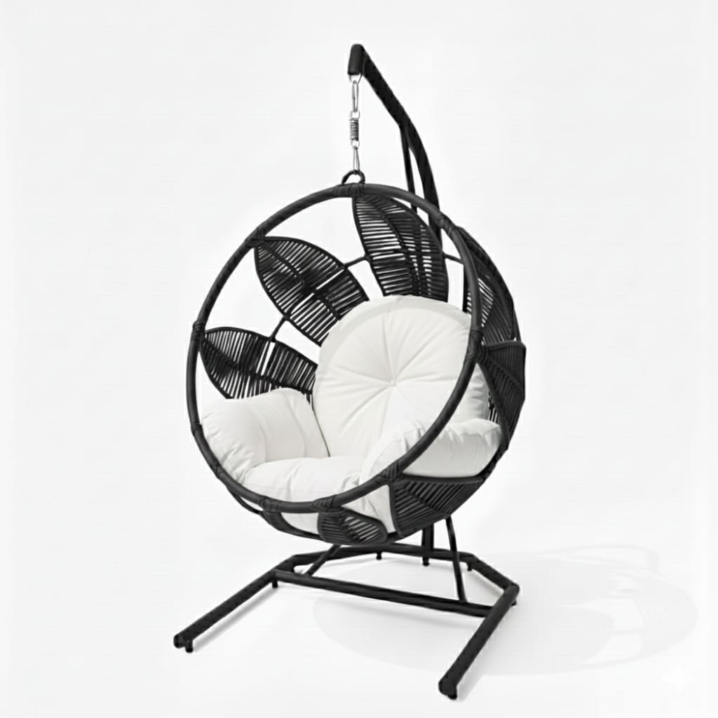 Lotus Lounge Base Negro Tejido Negro Cojineria Blanco
