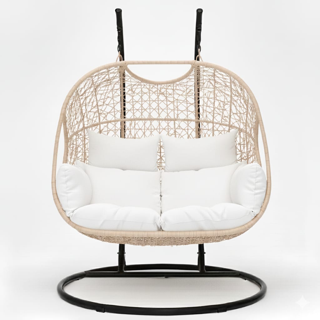 Majestic Doble Base Negro Tejido Beige Claro Cojineria Blanco
