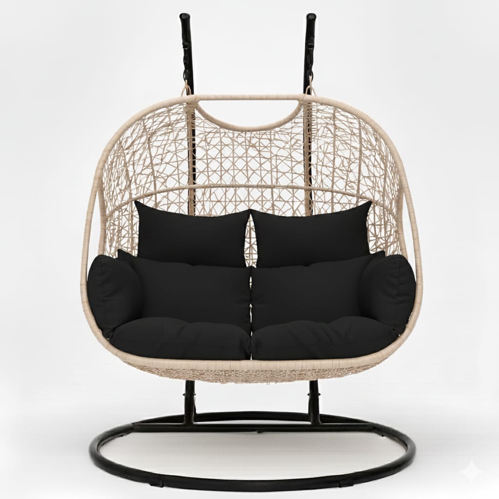 Majestic Doble Base Negro Tejido Beige Claro Cojineria Negro