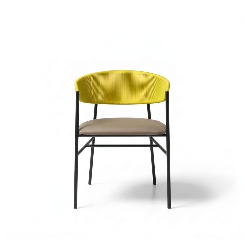 Varena Tejido Amarillo Metal Negro Tapizado Crema