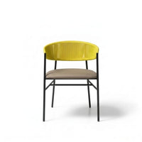 Varena Tejido Amarillo Metal Negro Tapizado Crema