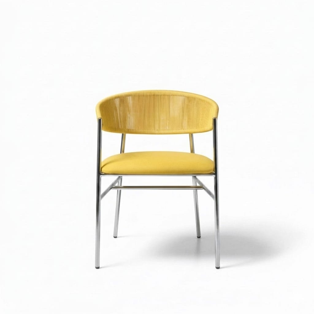 Varena Tejido Amarillo Metal Plateado Tapizado Amarillo