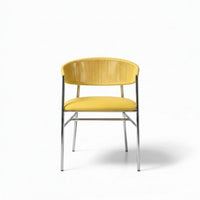 Varena Tejido Amarillo Metal Plateado Tapizado Amarillo