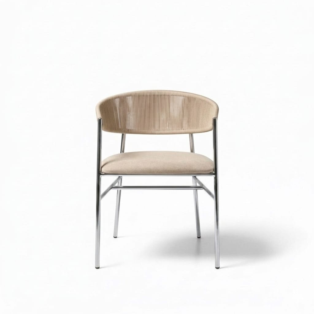 Varena Tejido Beige Metal Plateado Tapizado Beige