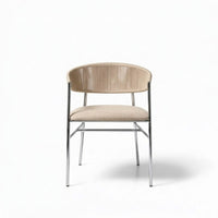 Varena Tejido Beige Metal Plateado Tapizado Beige