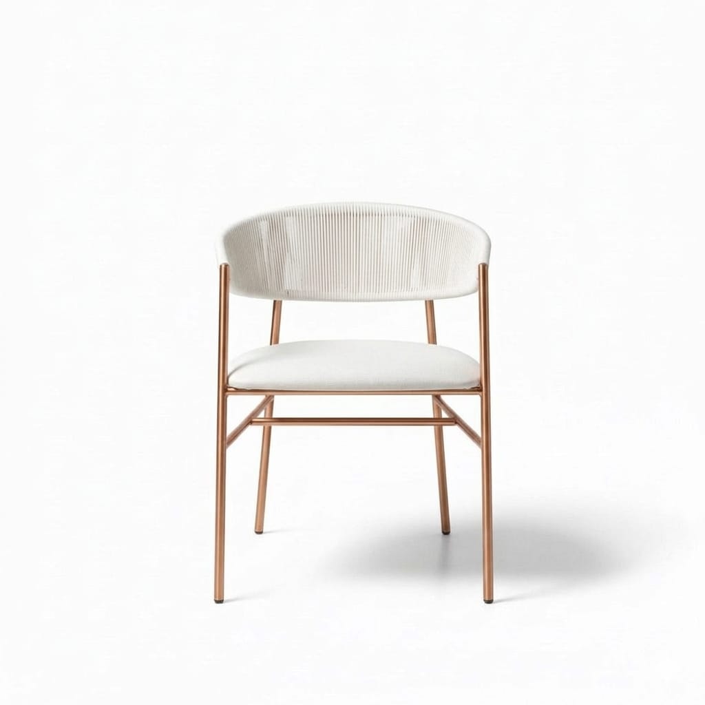 Varena Tejido Blanco Metal Cobre Tapizado Blanco