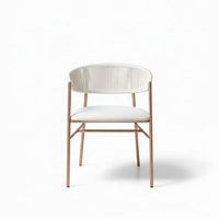 Varena Tejido Blanco Metal Cobre Tapizado Blanco