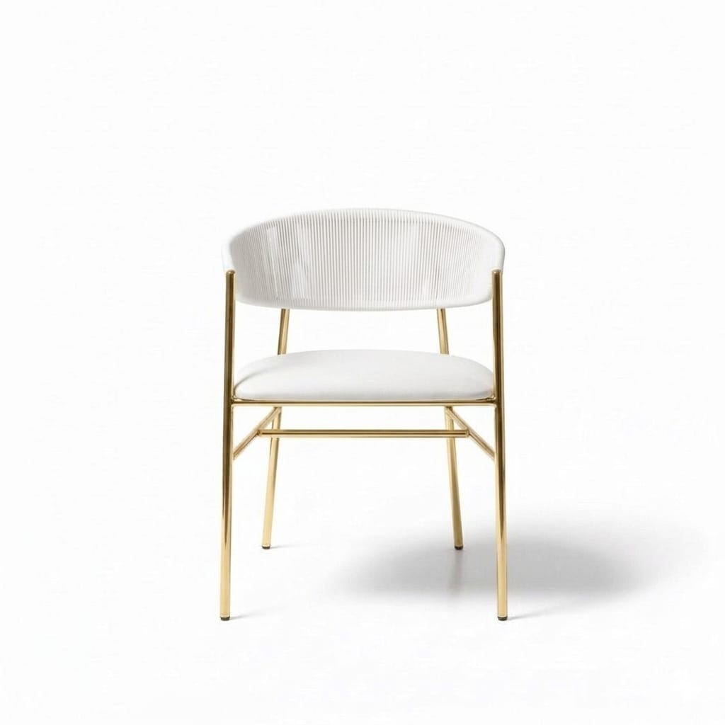 Varena Tejido Blanco Metal Dorado Tapizado Blanco