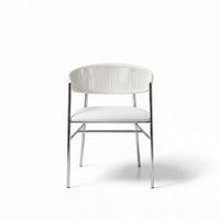 Varena Tejido Blanco Metal Plateado Tapizado Blanco