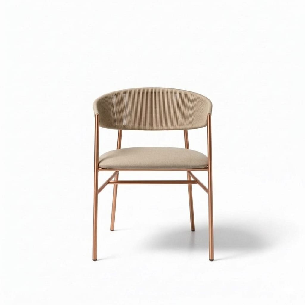Varena Tejido Crema Metal Cobre Tapizado Crema