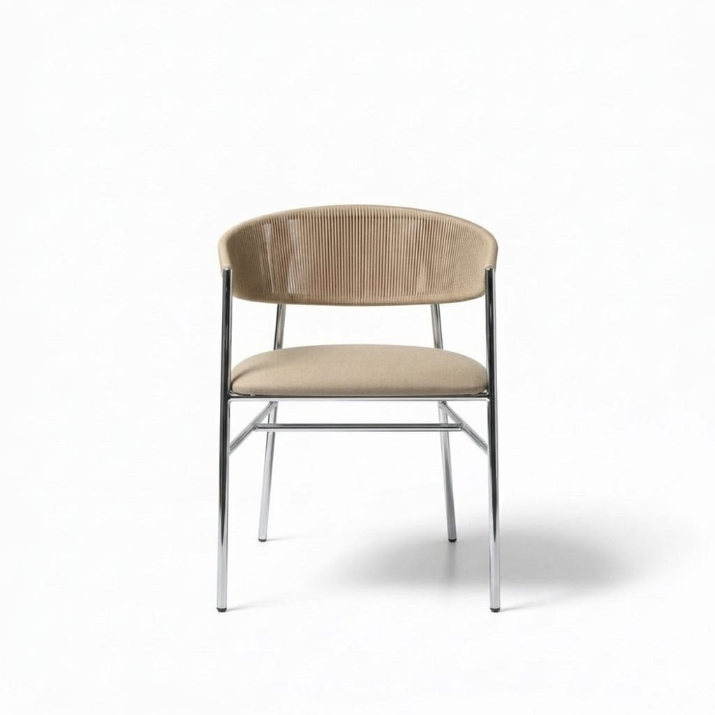 Varena Tejido Crema Metal Plateado Tapizado Crema
