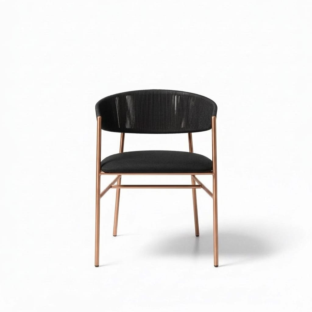 Varena Tejido Negro Metal Cobre Tapizado Negro