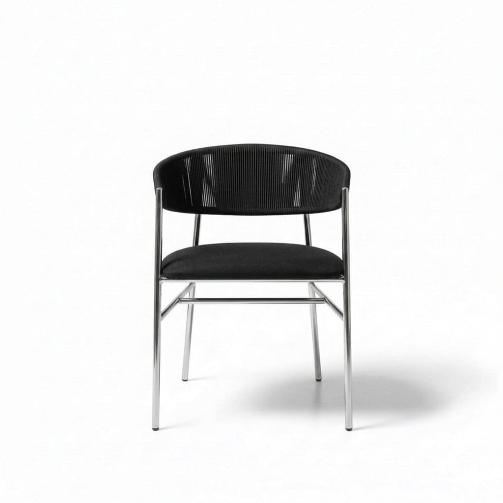 Varena Tejido Negro Metal Plateado Tapizado Negro