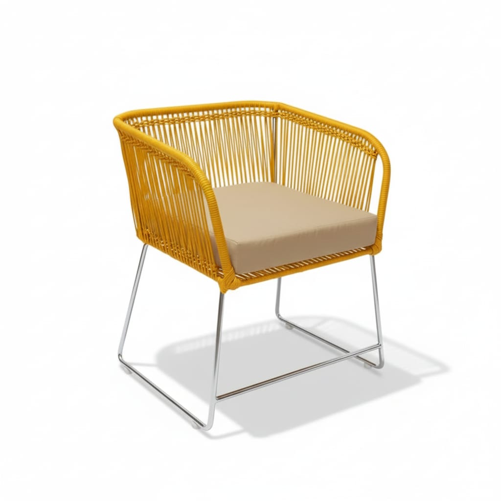 Viena Black Tejido Amarillo Cojin Beigen Metal Plateado
