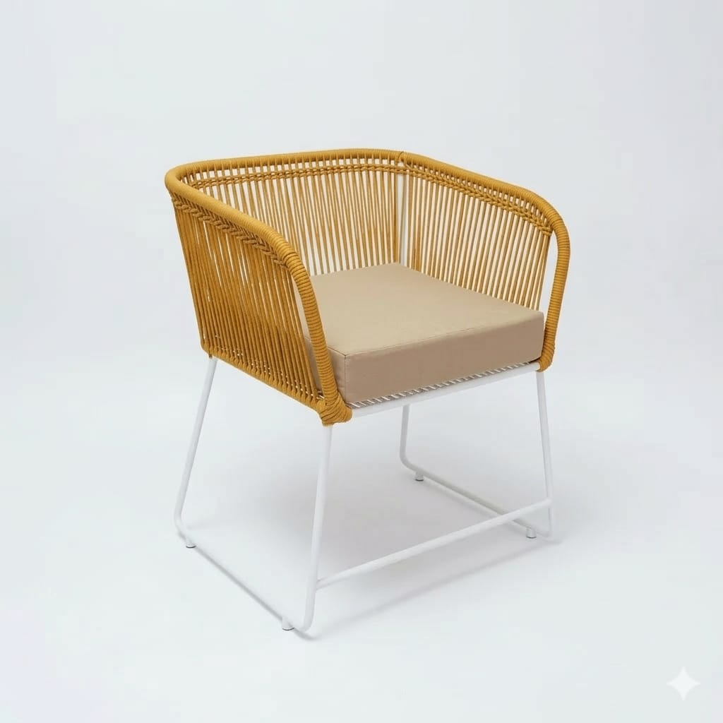 Viena Black Tejido Naranja Cojin Beigen Metal Blanco